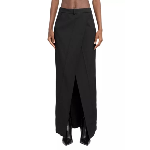 Balenciaga Front Split Midi Diy Skirt Black 