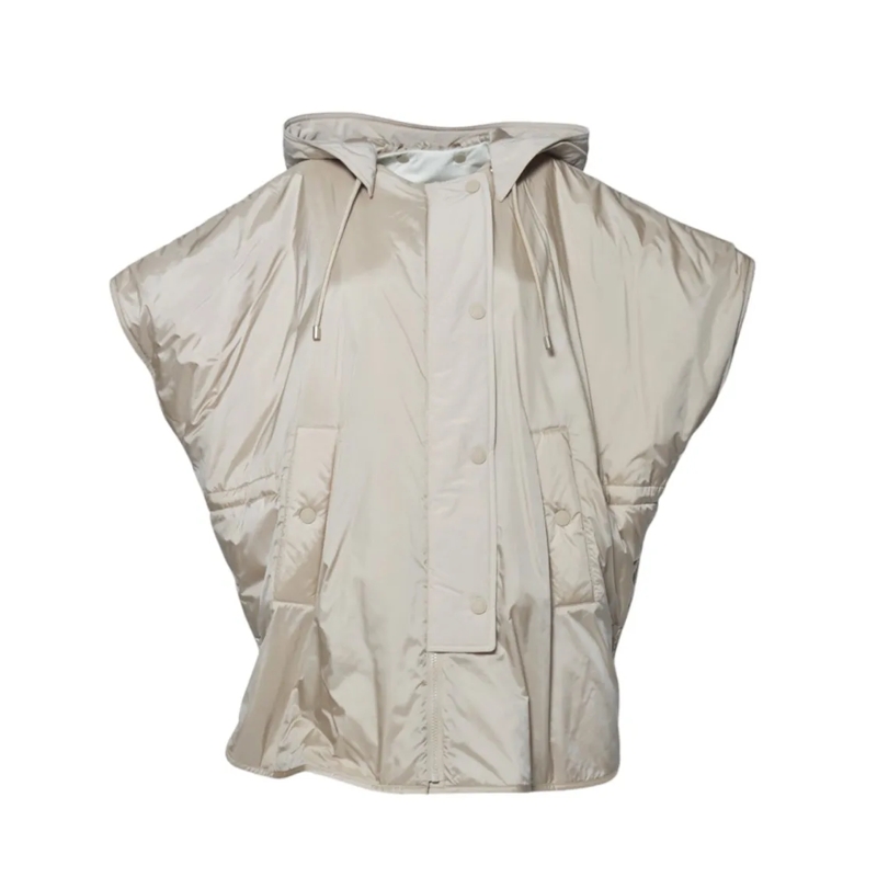 Max Mara Veste de transition Relaxed Oversized Hooded Jacket With Button Closur Grey