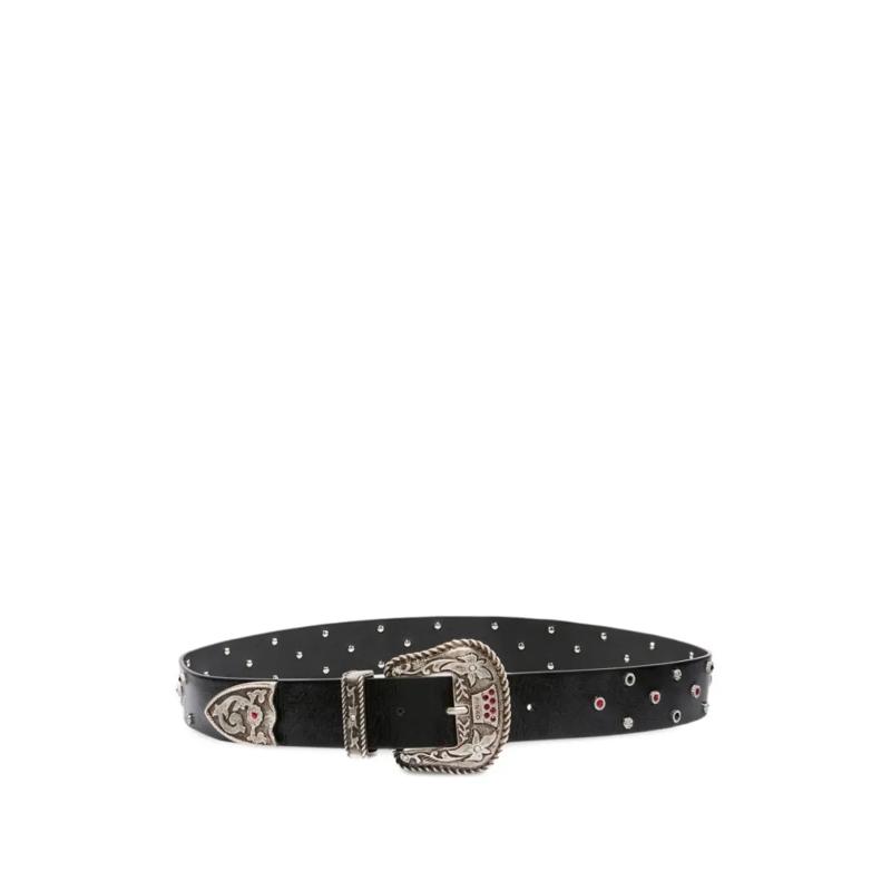 Pinko Gürtel Black Calf Leather Belt With Silver Black