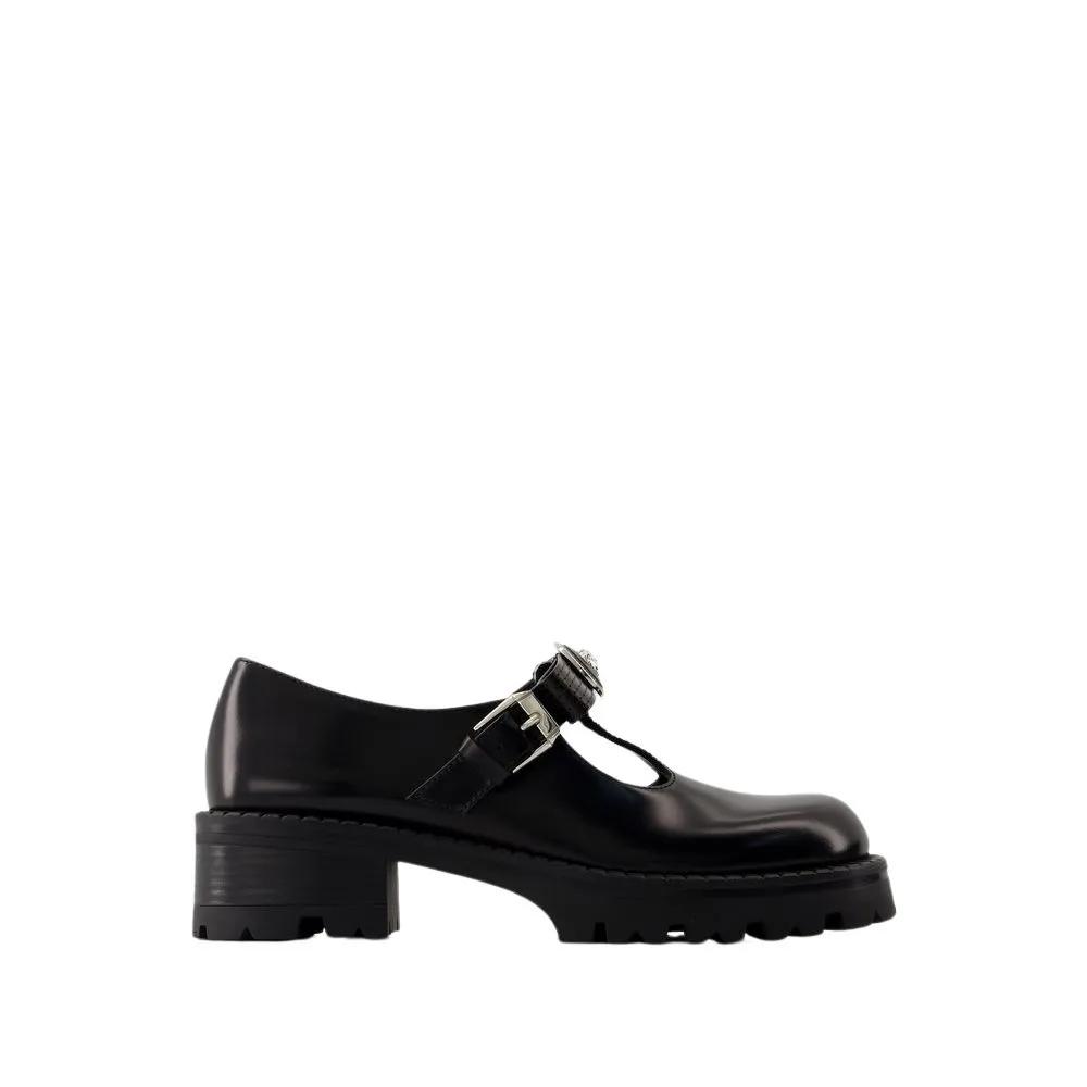 Versace Loafers & Ballerinas - Derbies - Leather - Black - Gr. 37 (EU) - in Schwarz - für Damen