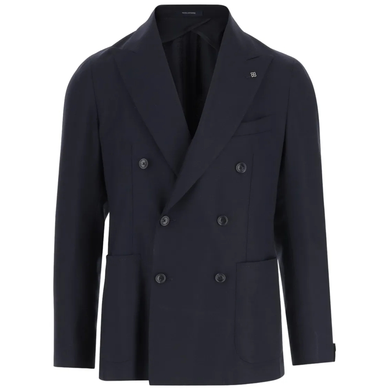 Tagliatore Blazer Stretch Wool Double-Breasted Jacket With Tailored  Black