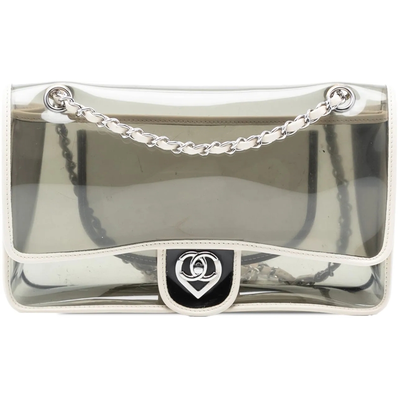 Chanel Schultertasche Large PVC and Lambskin Naked Flap weiß