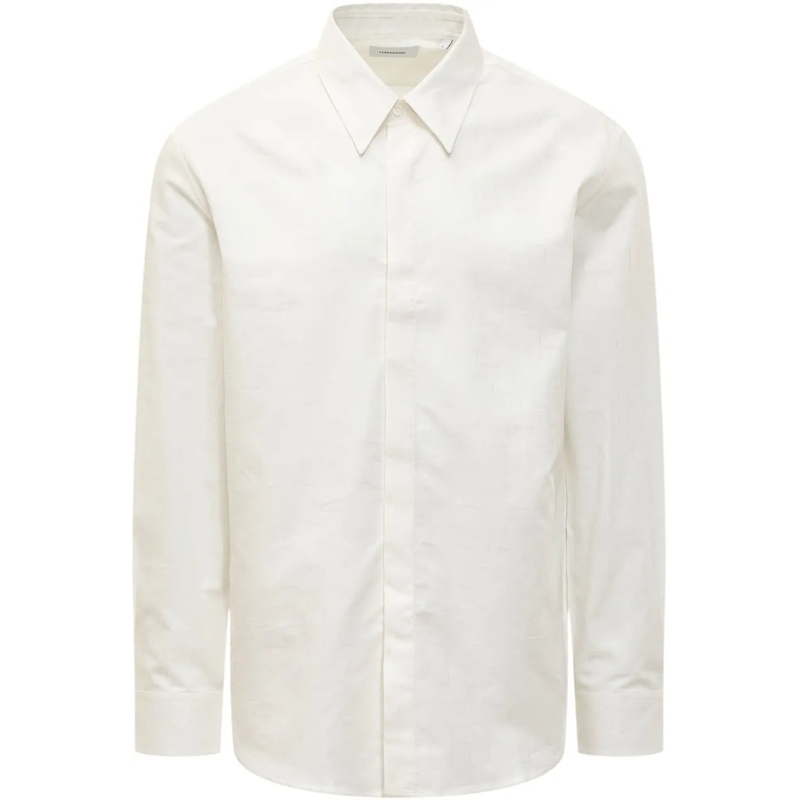 Salvatore Ferragamo  Camicia Ferragamo Gancini Monogram weiß