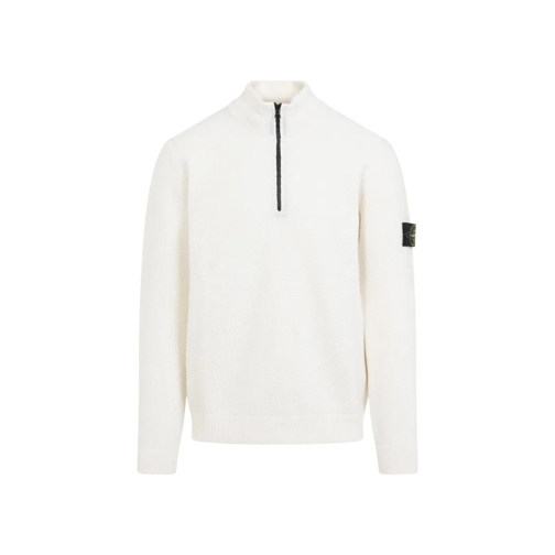 Stone Island Pullover Rws White Virgin Wool Pullover White