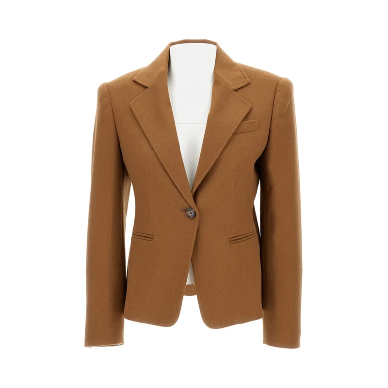 Max Mara Blazer Fitted Sable Baby Camel Short Jacket Brown