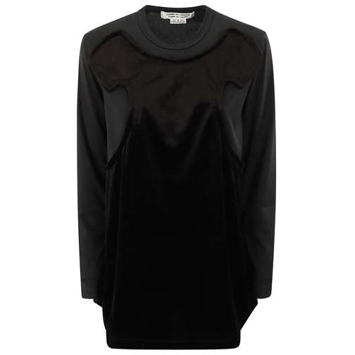 Comme des Garcons Langärmelige Oberteile Long Sleeve Chenille Detail Top Black