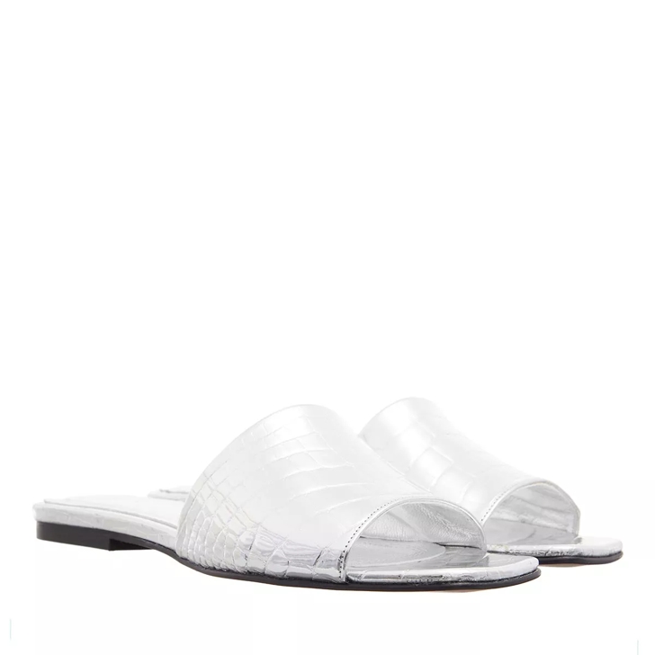 Silver slide sandals discount