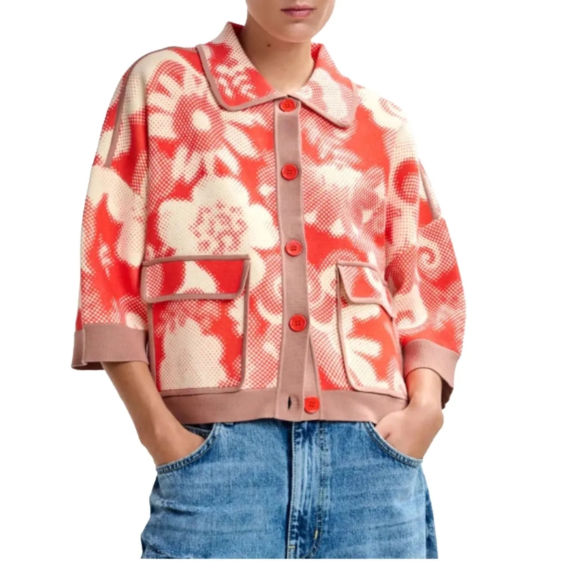 Essentiel Antwerp Trenchcoat Essentiel Antwerp Printed Knit Jacket Jackets Oran orange(Image 2)