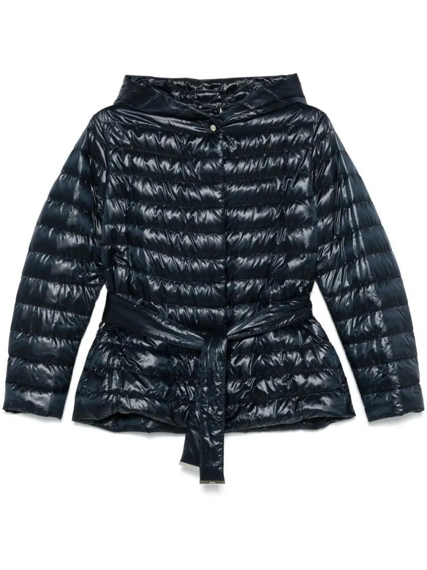 Thumbnail - Herno - Quilted Padded Jacket With Belted Waist - Größe 44 - blau