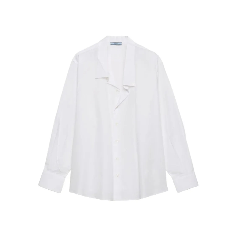 Prada Overhemd Timeless White Cotton Shirt With Pointed Collar White