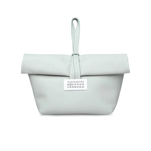 Maison Margiela Green Anise Leather Clutch White Aftonväska med spänne