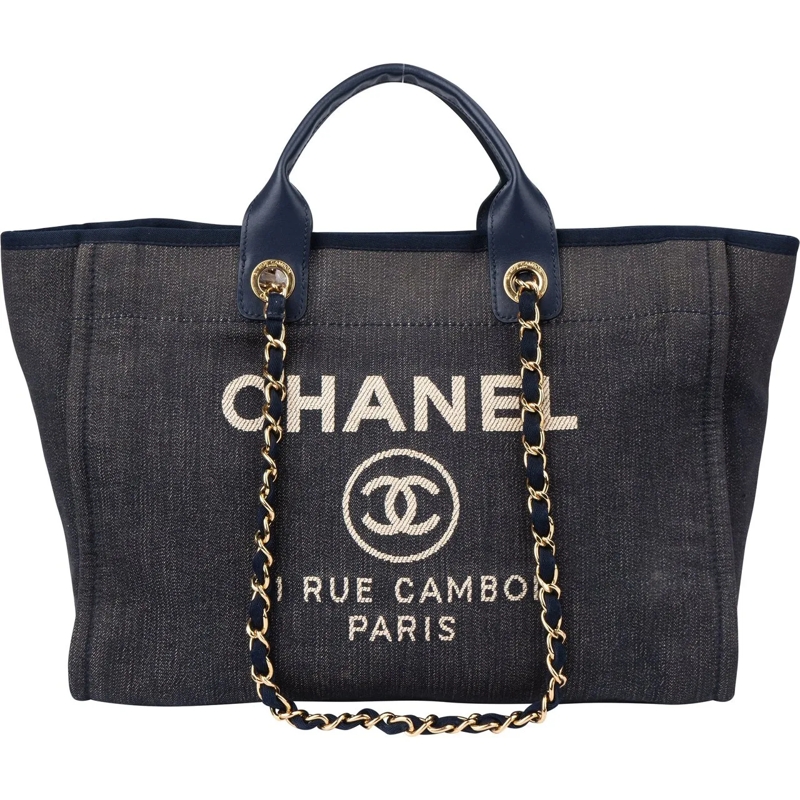 Chanel Tote Chanel  Bleu Cotton Deauville Handbag blau