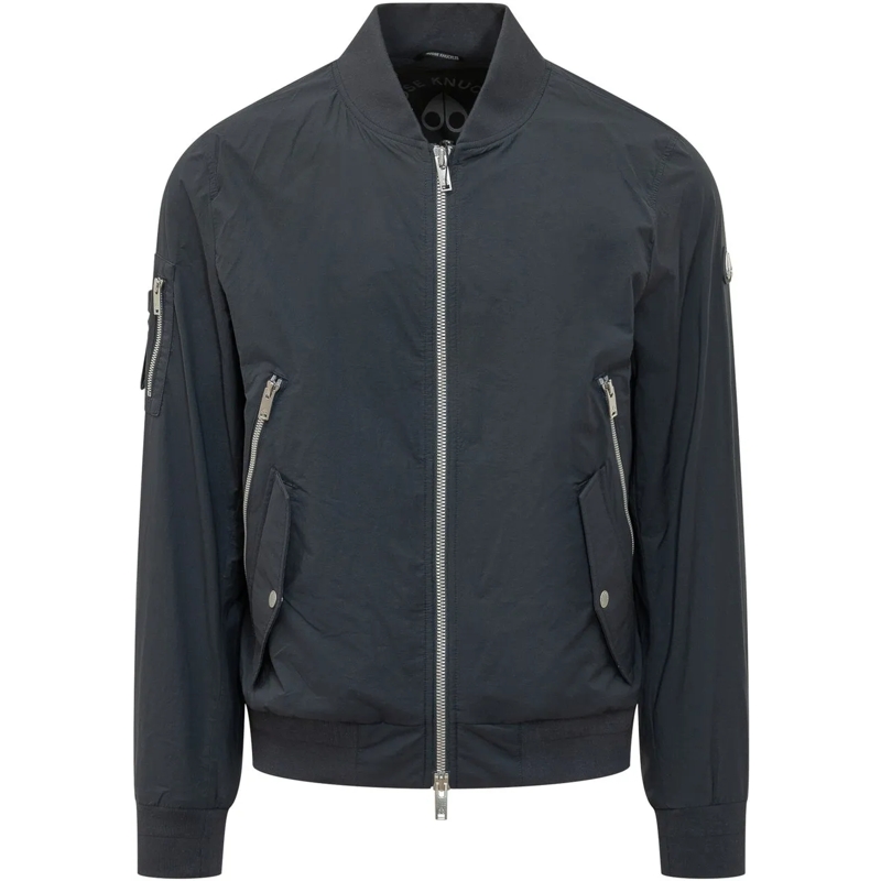 Moose Knuckles Bomberjacke Bomber Courville con Zip e Tasche con Patta dunkelgrau