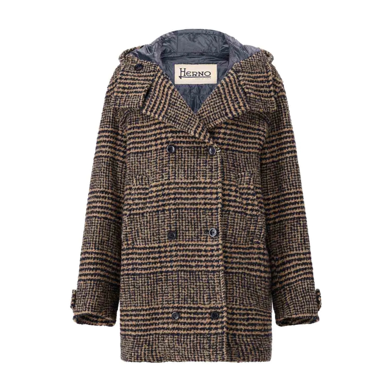 Herno Parka Mantel mit Hahnentrittmuster Braun