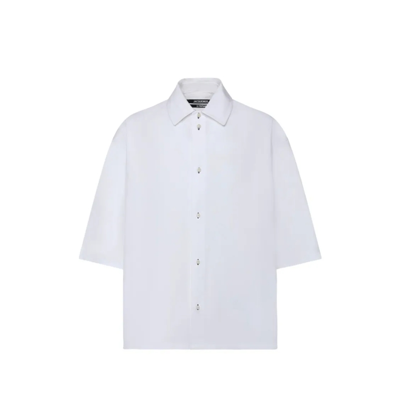 Jacquemus Overhemd Boxy Cropped White Shirt With Pointed Collar White