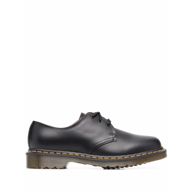 Dr. Martens Schnürschuhe Low Lace-Up Shoes In Smooth Black Leather Grey