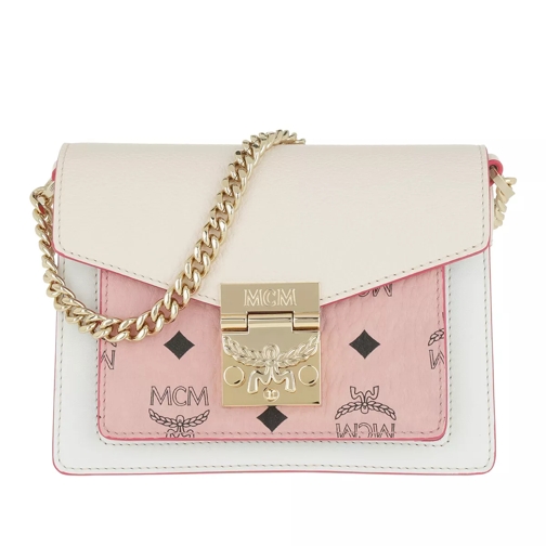 MCM Patricia Visetos Leather Block Crossbody Mini Soft Pink/Shell