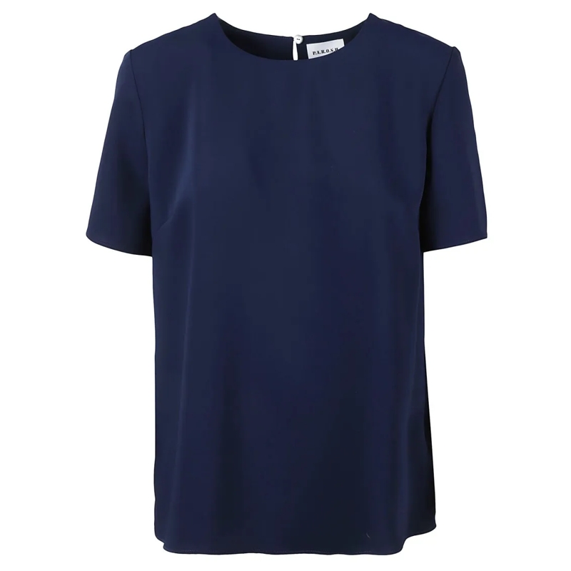 P.A.R.O.S.H. Chemisier Blue Blouse With Subtle Split Detail Blue