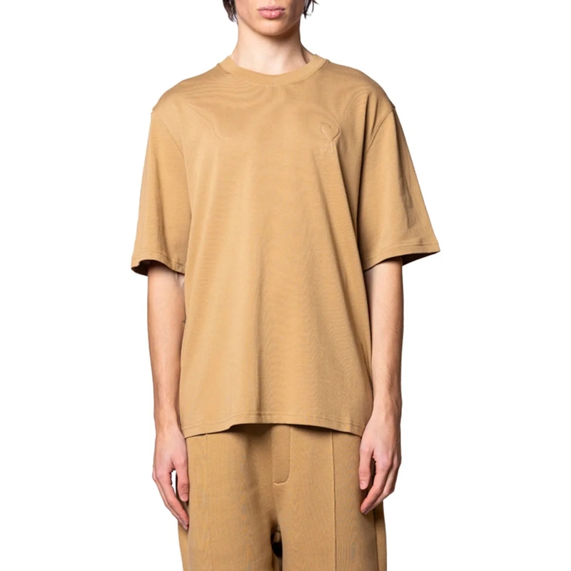 AMI Paris T-Shirt BIG ADC EMBOSSED TSHIRT CAMEL grau