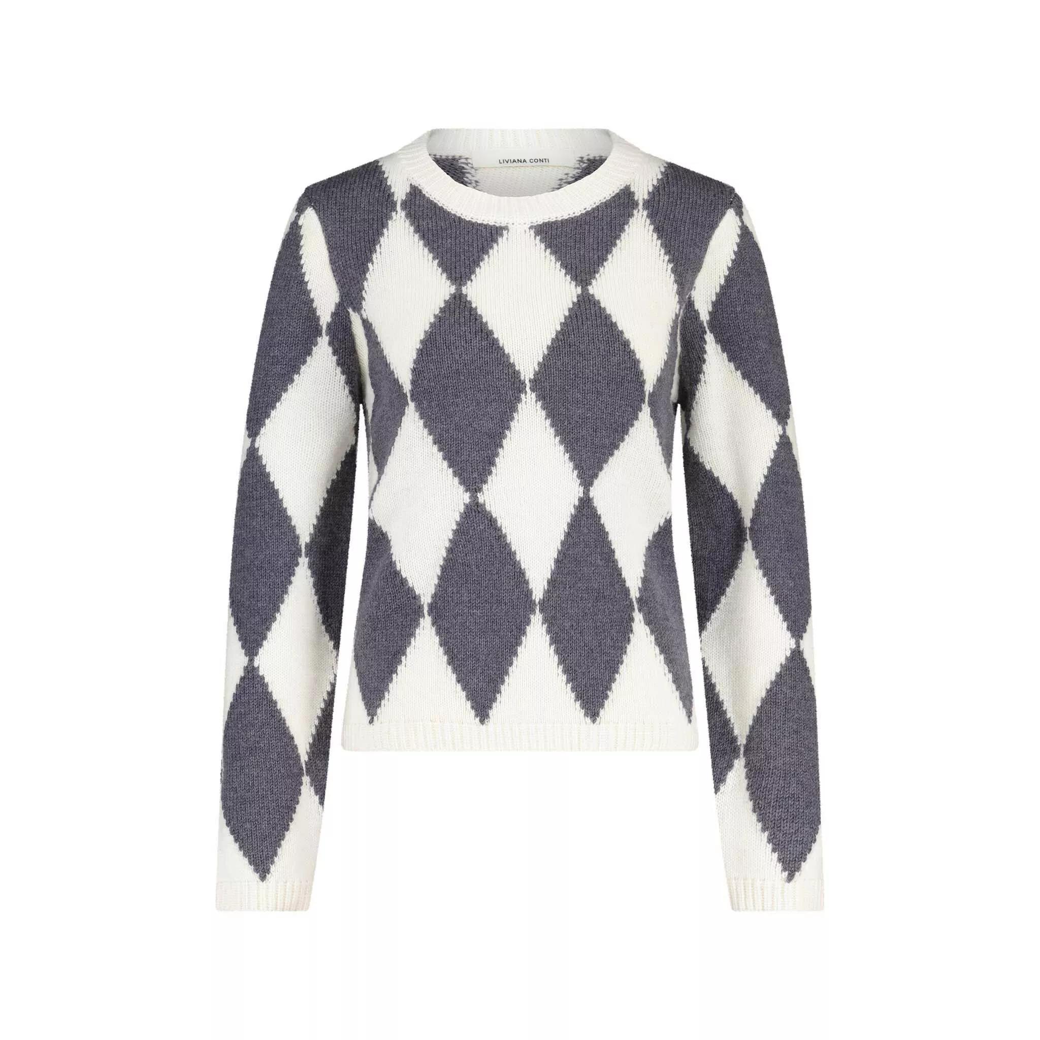 Thumbnail - Liviana Conti - Pullover aus Woll-Mix mit Rautenmuster 47701888336 - Größe 36 - white
