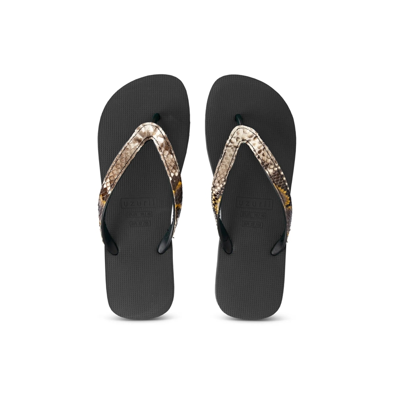 UZURII Flip Flops Zehentrenner Python Taupe schwarz