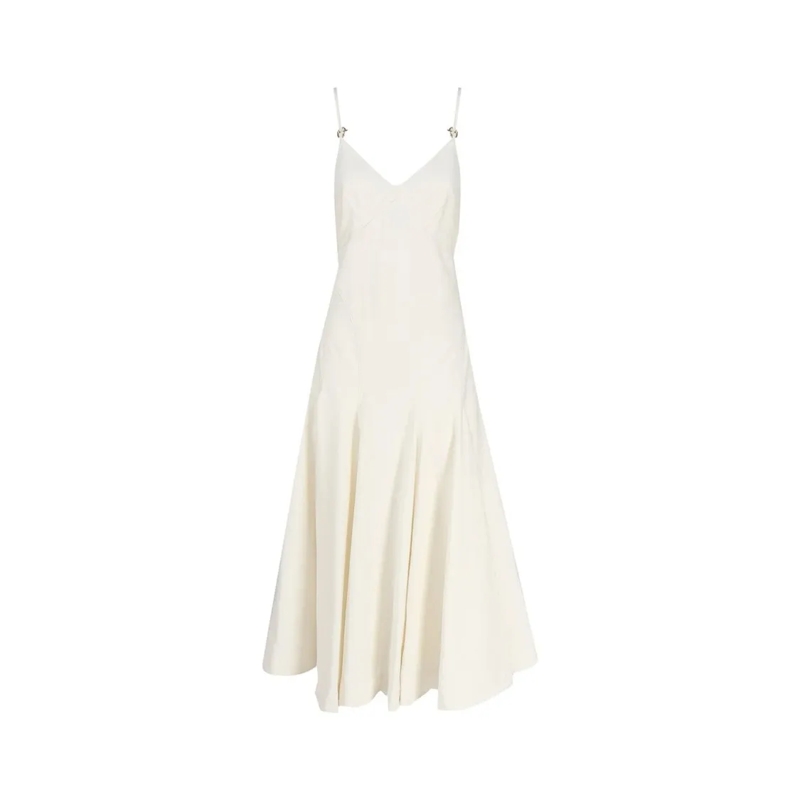 Bottega Veneta Midi-jurk Midi Cotton Dress Neutrals