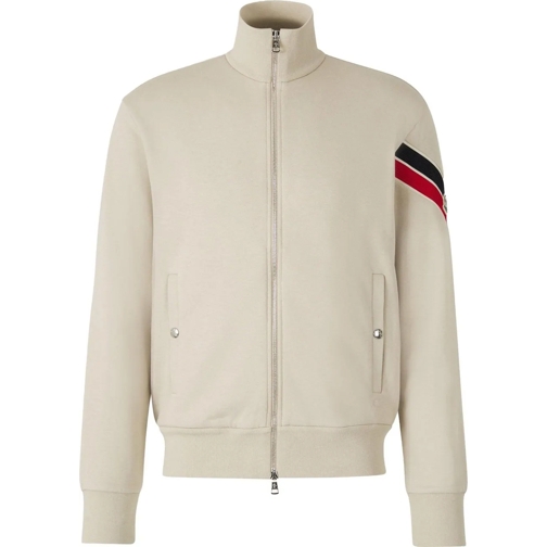 Moncler Daunenjacken Tricolor Logo Zipper Sweatshirt beige