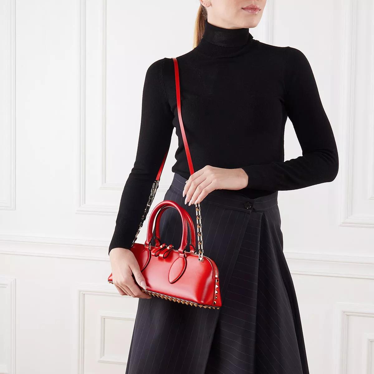 Valentino Garavani Bowlingtas Shoulder Bag in rood