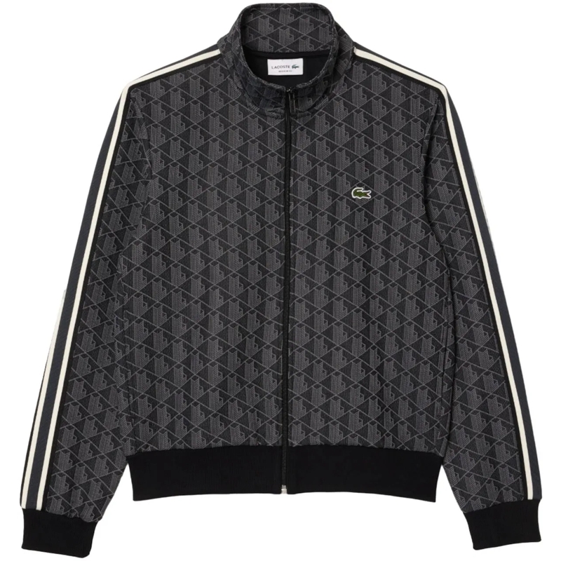 Lacoste Übergangsjacke Sweatjacke mit Jacquard-Monogramm und Logo-Detail Dunkelgrau(Image 11)