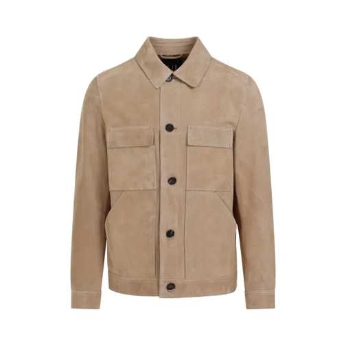 Dunhill Suede Tailored Fawn Leather Jacket Brown 