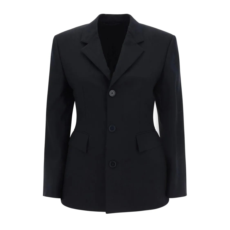 Balenciaga Blazer Tailored Hourglass Jacket With Notched Lapel Black