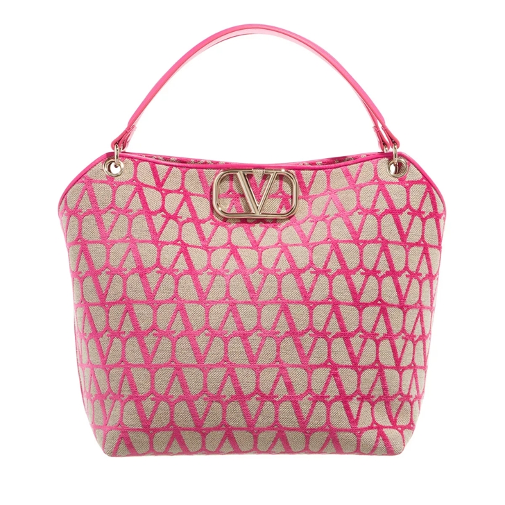Valentino Garavani VLogo Tote Bag Naturale Pink