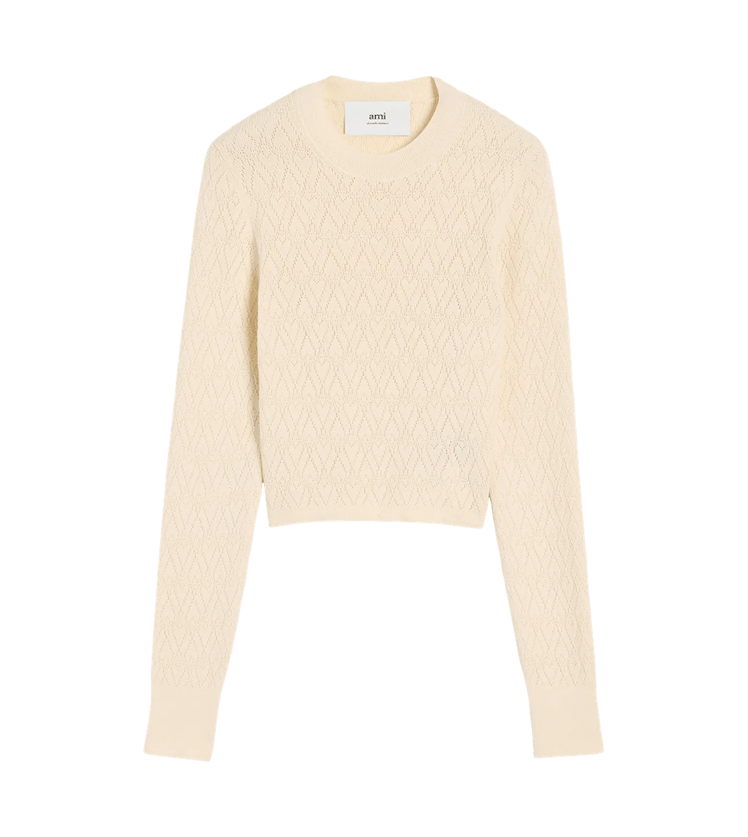 AMI Paris - Pointelle Pullover mit Rundhalsausschnitt - Größe M - weiß