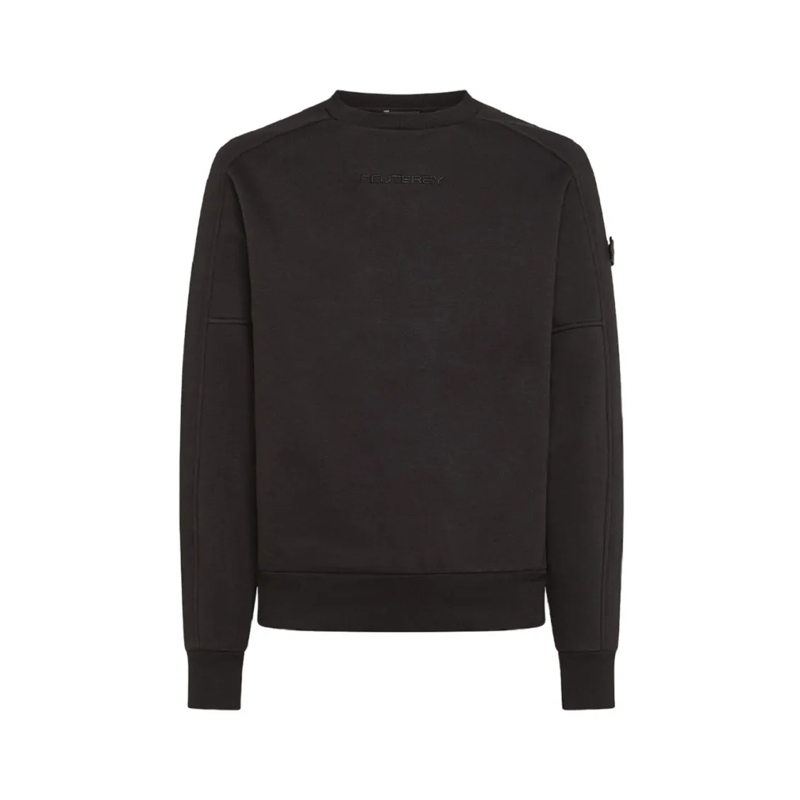Peuterey  Classic Crew Neck Sweatshirt With Button Accent Black