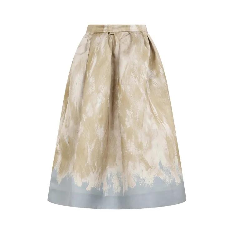 Dries Van Noten - Soni Beige Polyester Midi Skirt - Größe 36 -