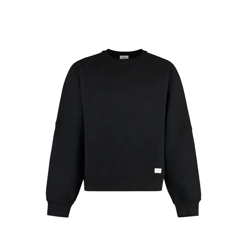 Saint Laurent  Embroidered Logo Black Cotton Sweatshirt Black