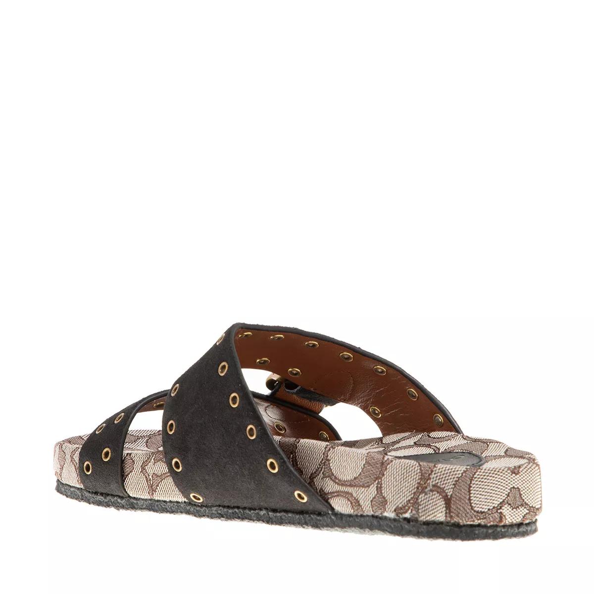 Coach Ally Suede Sandal Black Oak Slide