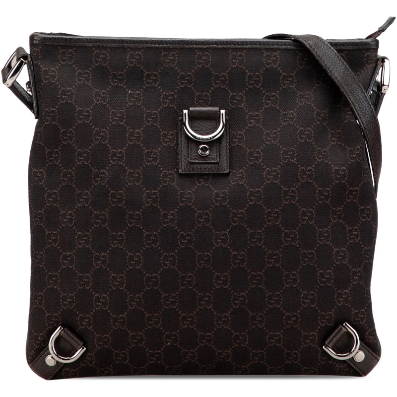 Gucci Schultertasche GG Denim Abbey D Ring Crossbody braun
