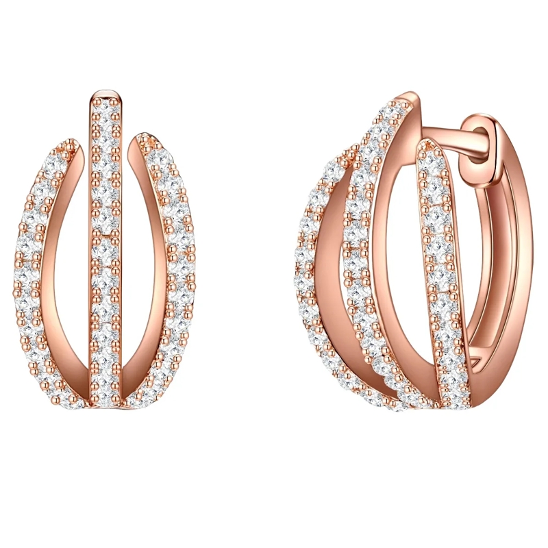 Trilani Ohrhänger Sterling Silber Creolen Zirkonia rosegold