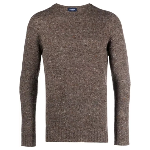 Drumohr Speckled-Knit Crew-Neck Jumper Brown 