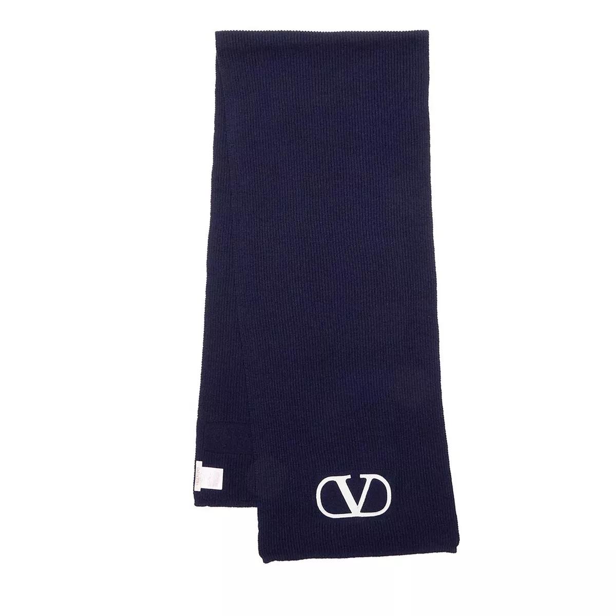 Valentino Garavani V Logo Signature Scarf Navy Blue Wollschal