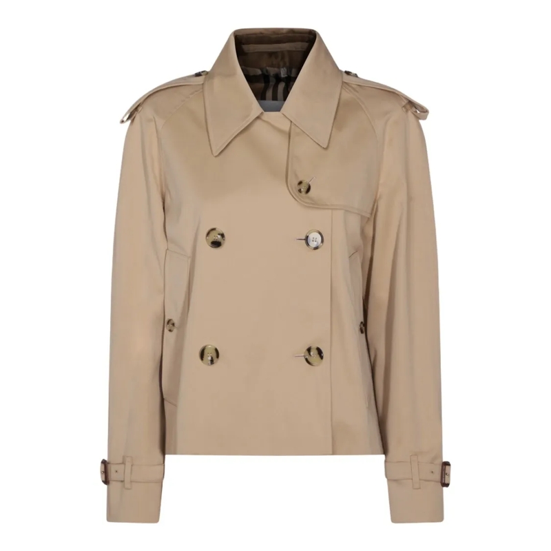 Burberry Blazer Cropped Double-Breasted Jacket With Tortoiseshell  Neutrals