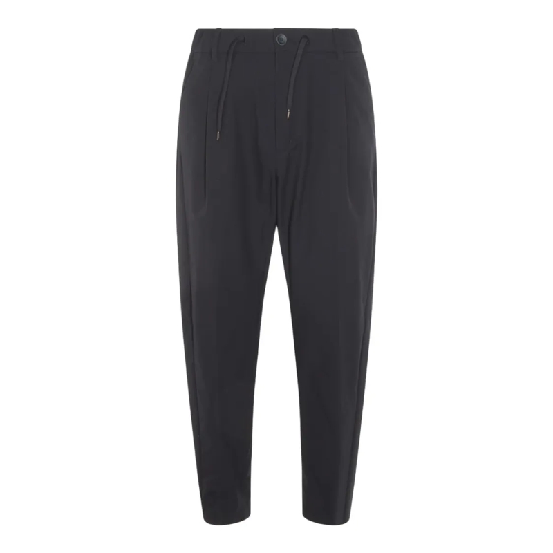 Herno Pantalon Relaxed Fit Black Trousers With Tapered Leg And Bu Black