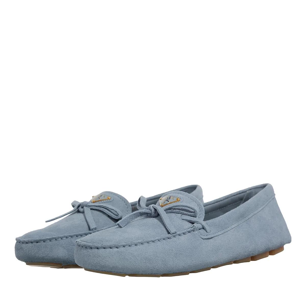 Prada Loafers & Ballerinas - Enamel Logo Suede Driving Shoes - Gr. 37 (EU) - in Blau - für Damen