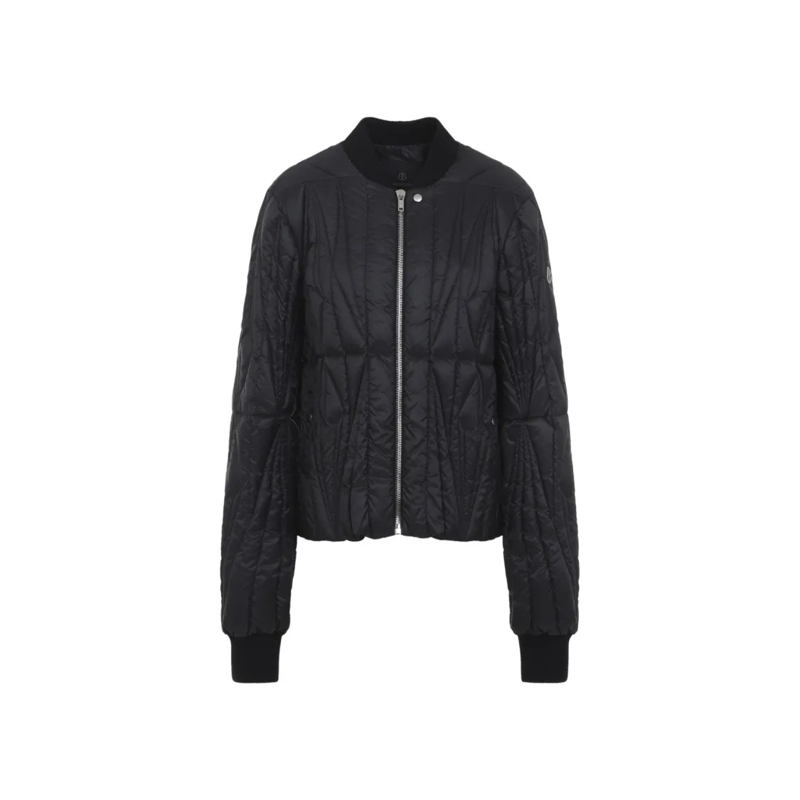Moncler  Geometric Quilted Flight Jacket With Rib Knit Deta Black