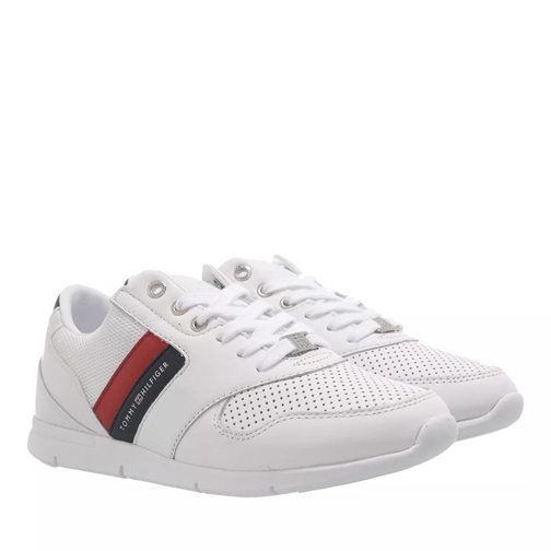 Tommy Hilfiger Lightweight Leather Sneaker White/Red lage-top sneaker