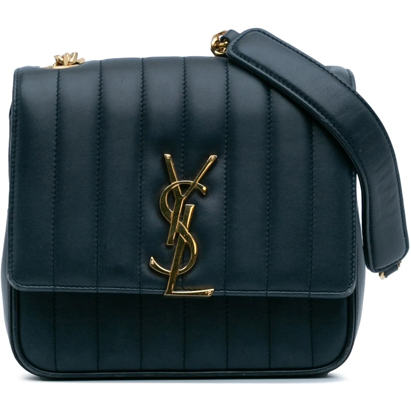 Saint Laurent Schultertasche Medium Lambskin Monogram Vicky Chain Bag blau
