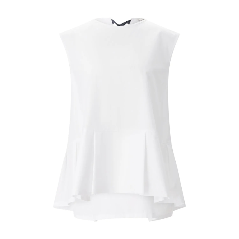 S Max Mara T-Shirt Top aus Baumwolle weiß