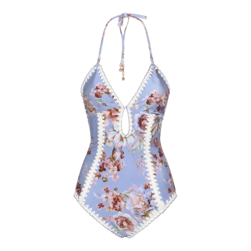 Zimmermann  Floral Print One-Piece Swimsuit White