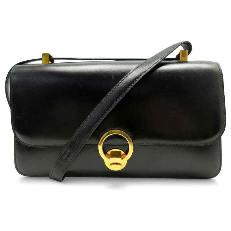 Hermès Crossbody Bag VINTAGE HERMES RING HANDTASCHE 1978 AUS SCHWARZEM  schwarz